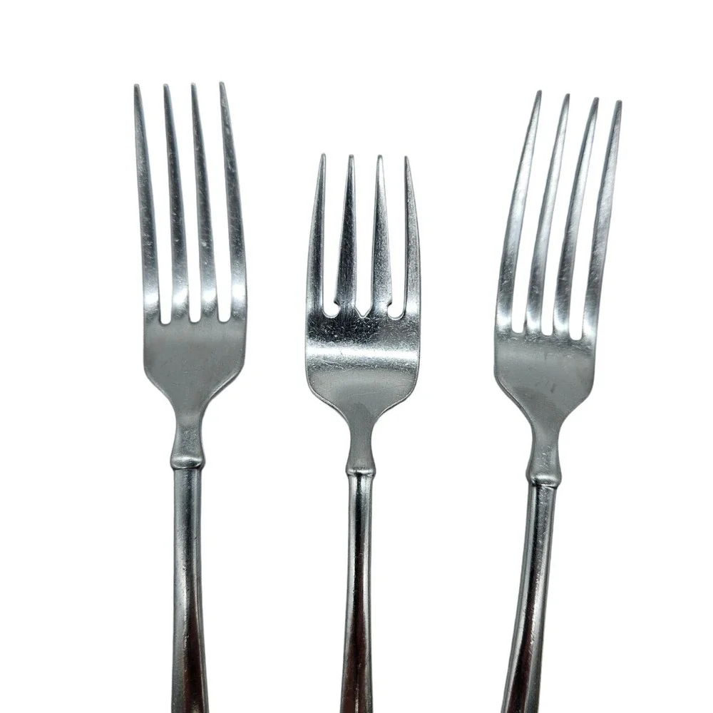 3 Oneida JUILLIARD CUBE Forks Salad Dinner Stainless Flatware READ Lot of 3